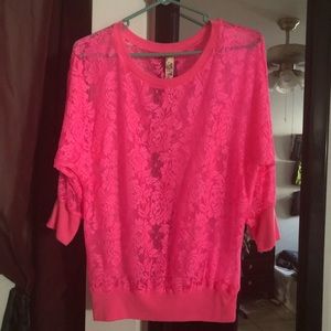 “Only Sky” Hot Pink Lace Top